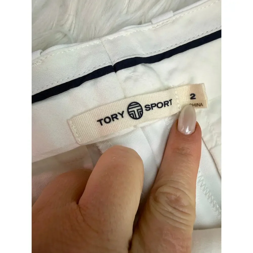 Tory Burch Sport Tech Twill Golf Pant White Size 2 Athleisure Preppy CC
